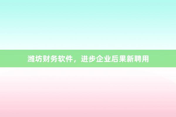 潍坊财务软件，进步企业后果新聘用